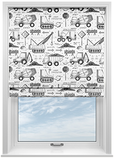 Tinker Town, Black And White - Twist&Fit Roman Blind